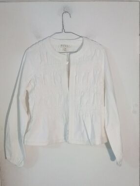 TWR HLL By Christie Brinkley White Top Jacket XS NWT $189 Retail Smocking No